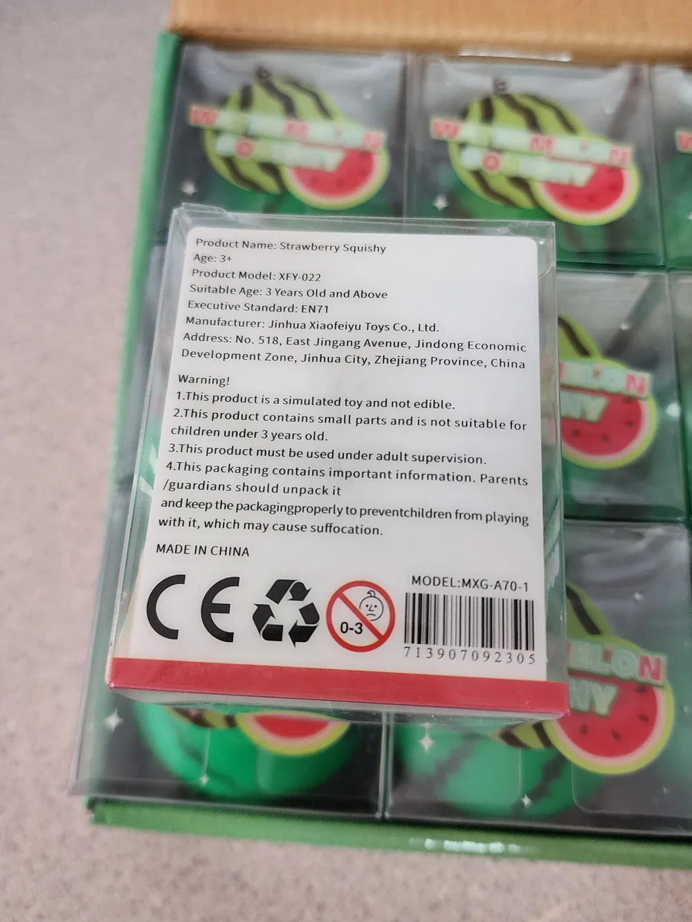 CASE OF 12  Watermelon Squishy Stress Relief Toy 